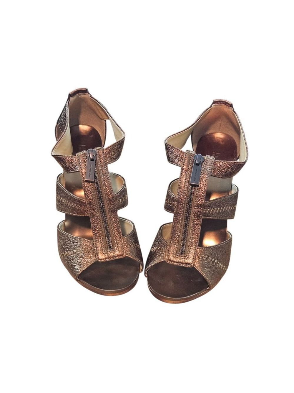 Michael Kors Bronze Metallic Zipper Heels - Picture 13 of 16